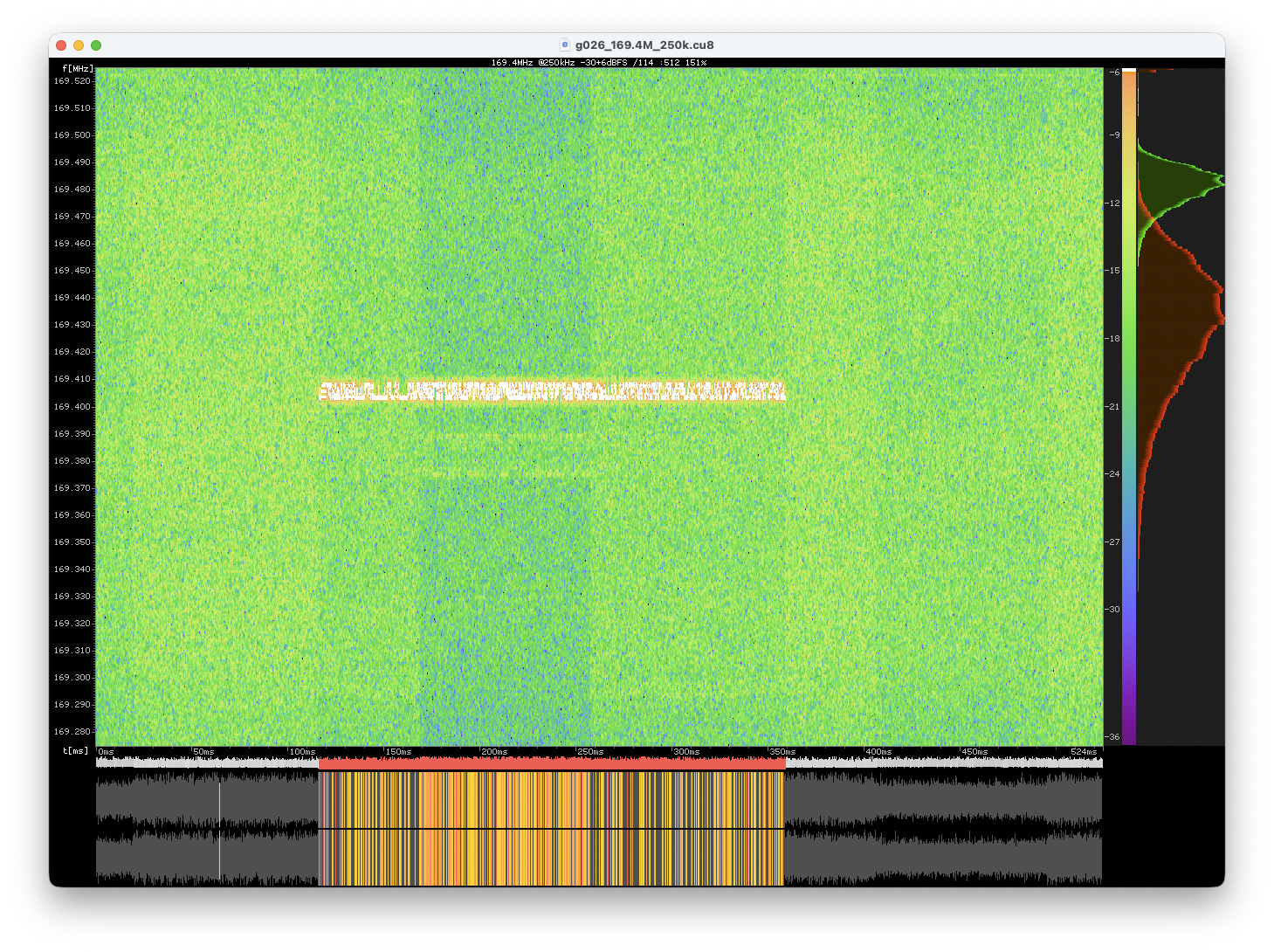 I/Q Quicklook screenshot showing the WMBus signal waterfall